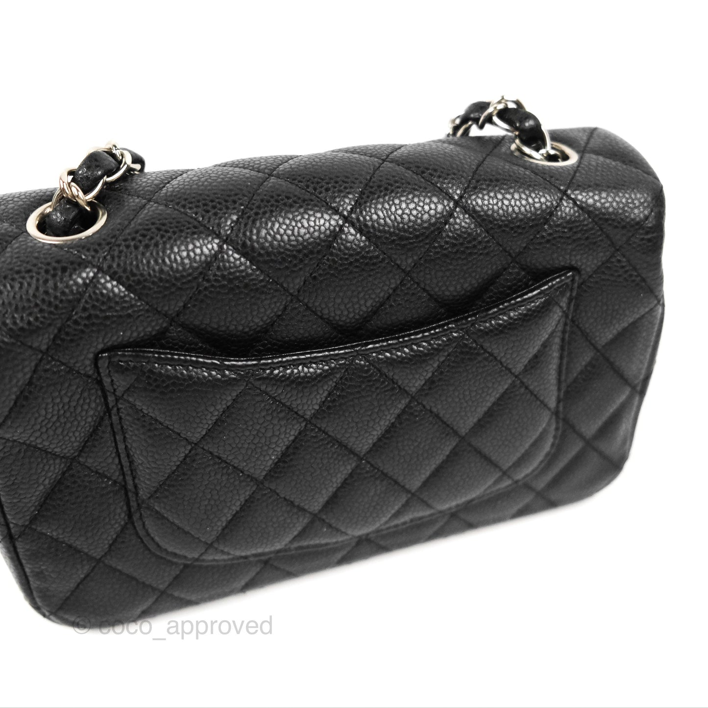 Chanel Quilted Mini Rectangular Flap Black Caviar Silver Hardware
