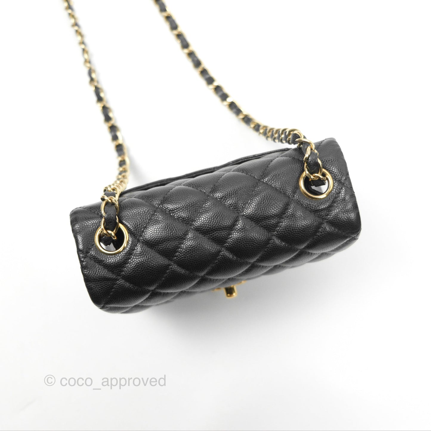 Chanel Mini Square Flap Quilted Black Caviar Gold Hardware