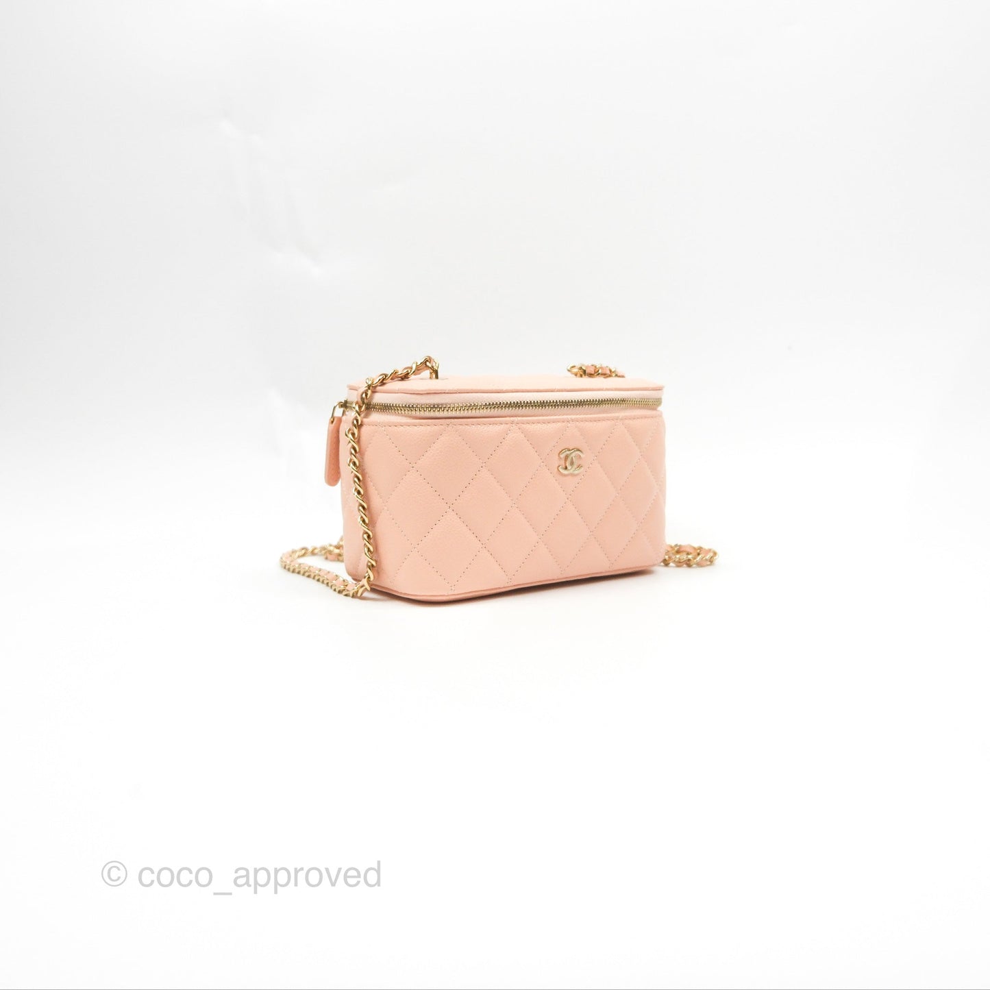 Chanel Vanity Rectangular Pink Beige Caviar Gold Hardware