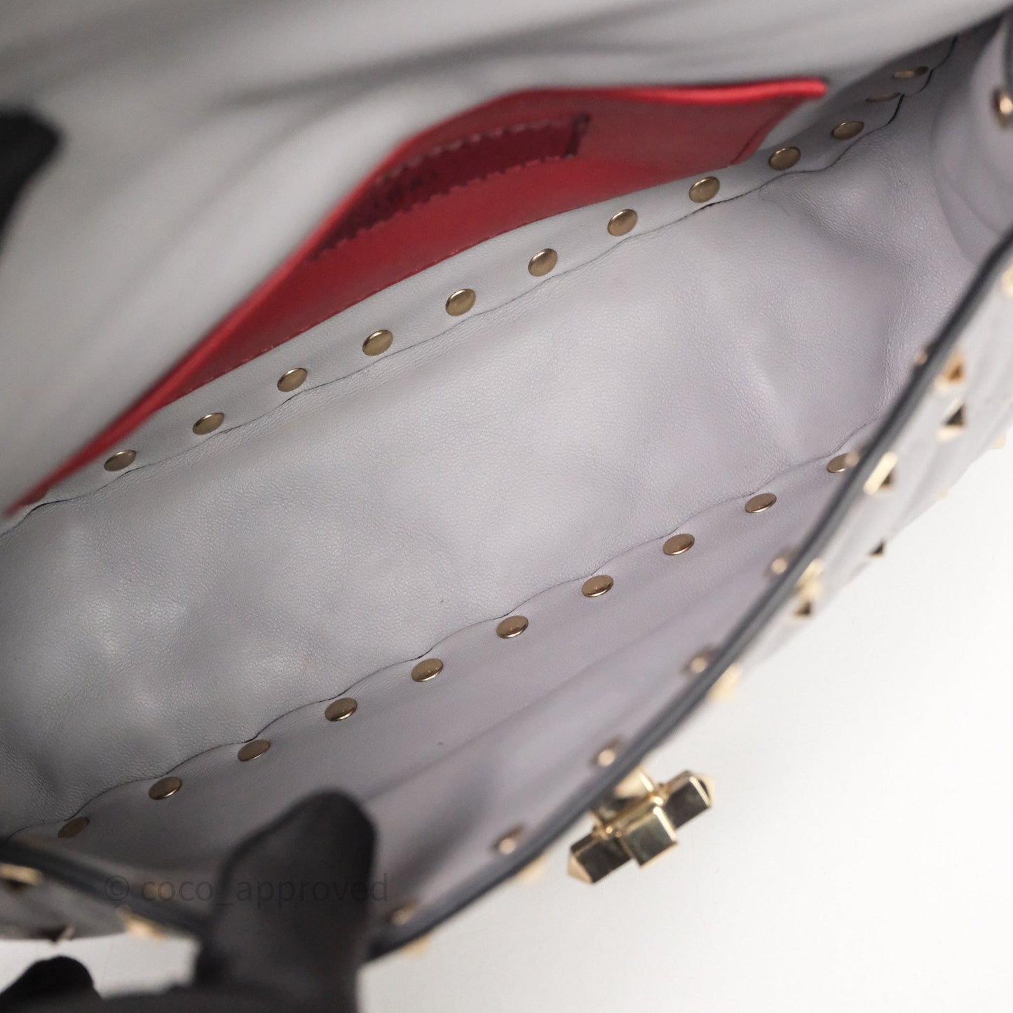 Valentino Small Nappa Rockstud Spike Bag Grey Gold Hardware