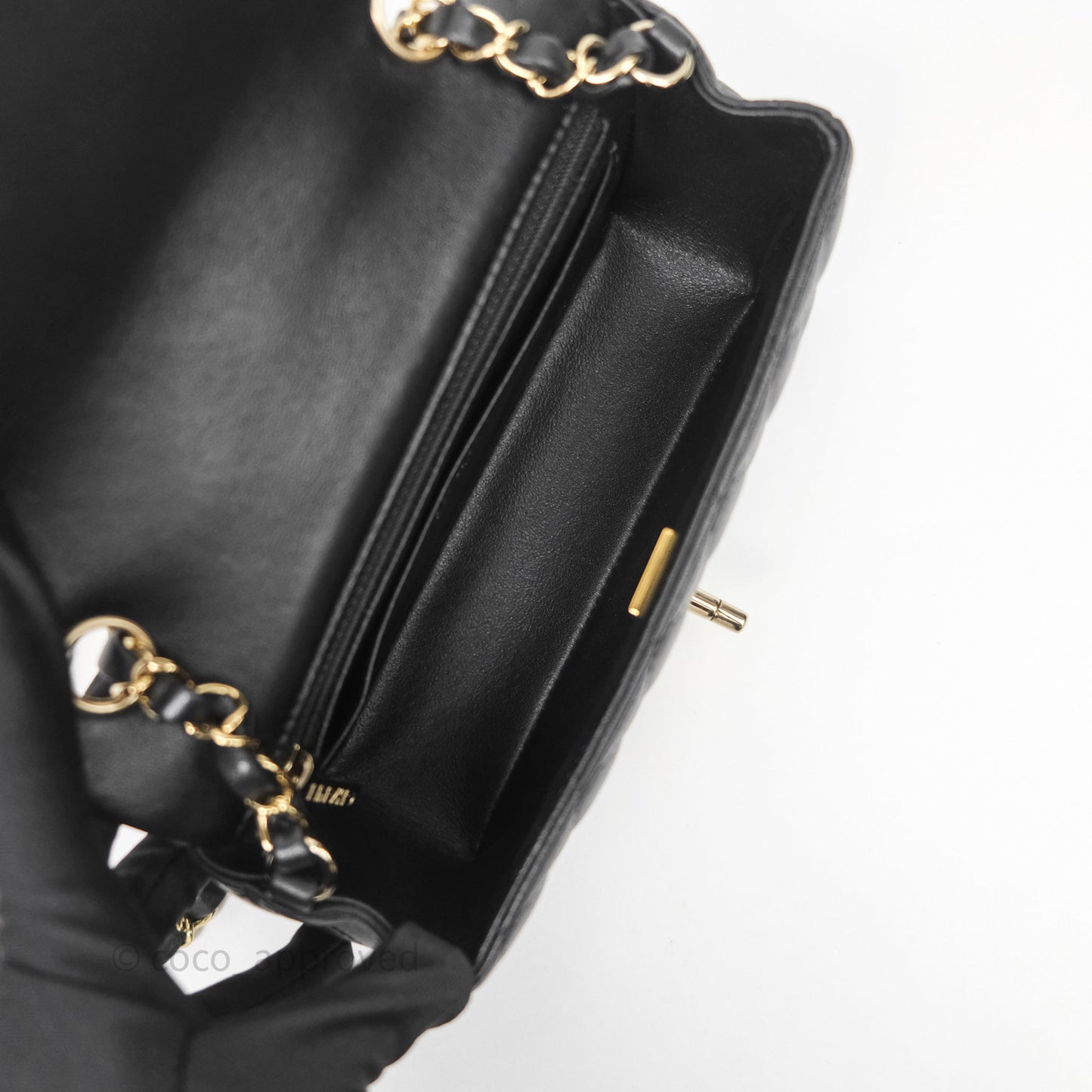 Chanel Mini Rectangular Black Lambskin Bag Gold Hardware
