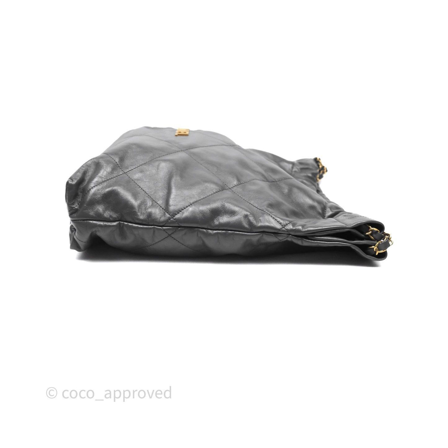 Chanel 22 Bag Medium Dark Grey Calfskin Gold Hardware