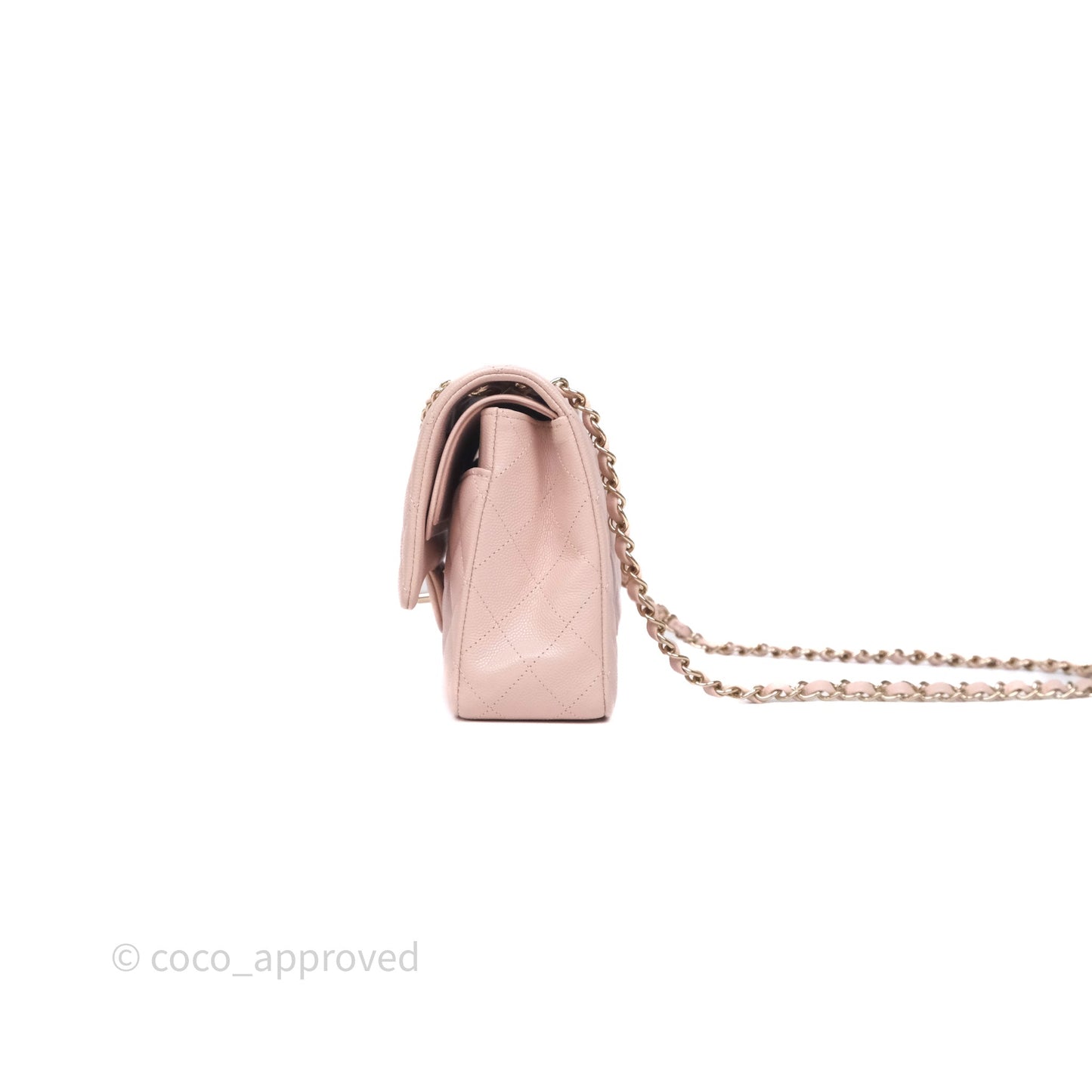Chanel Classic M/L Medium Flap Quilted Pink Caviar Gold Hardware