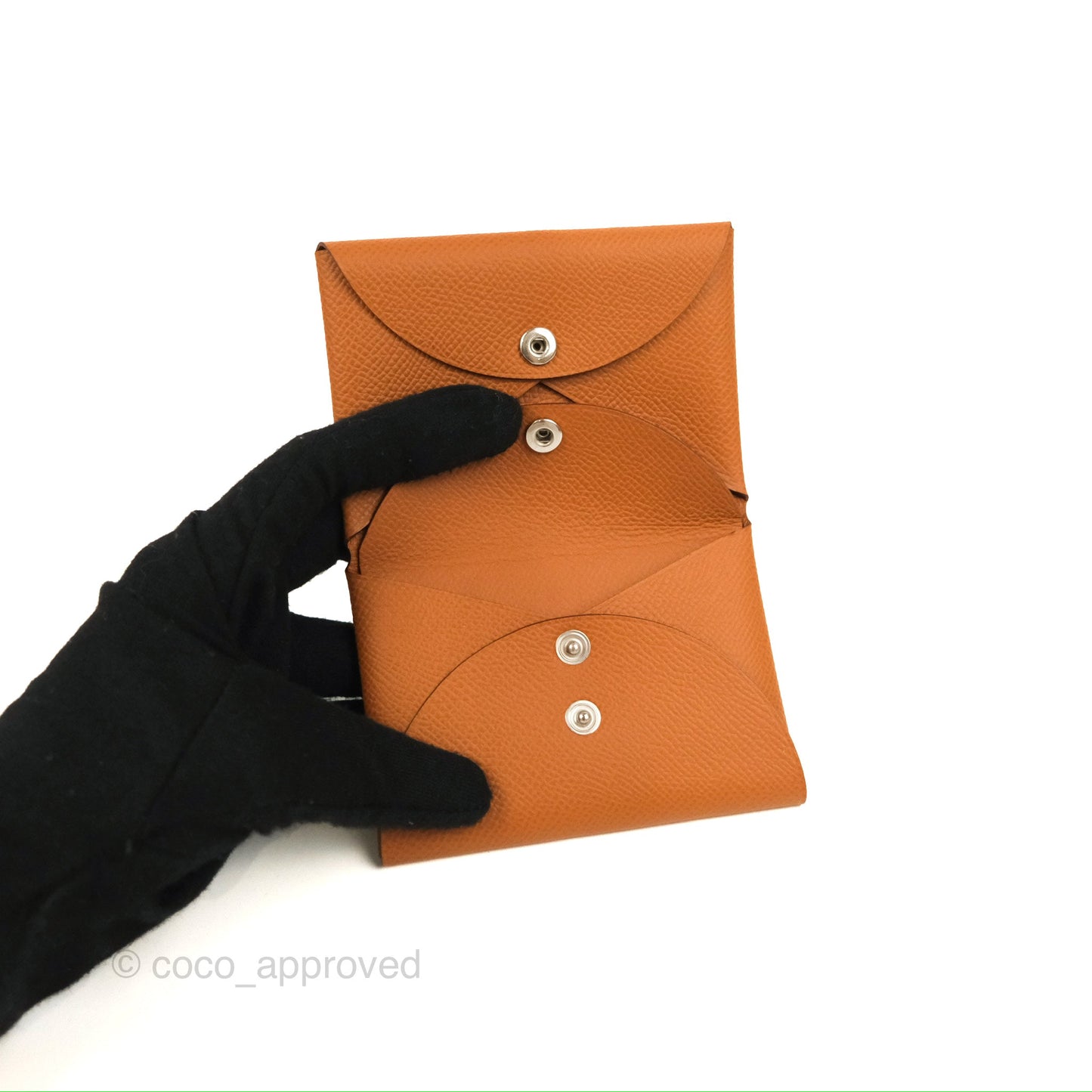 Hermès Calvi Duo Compact Card Holder Gold Epsom