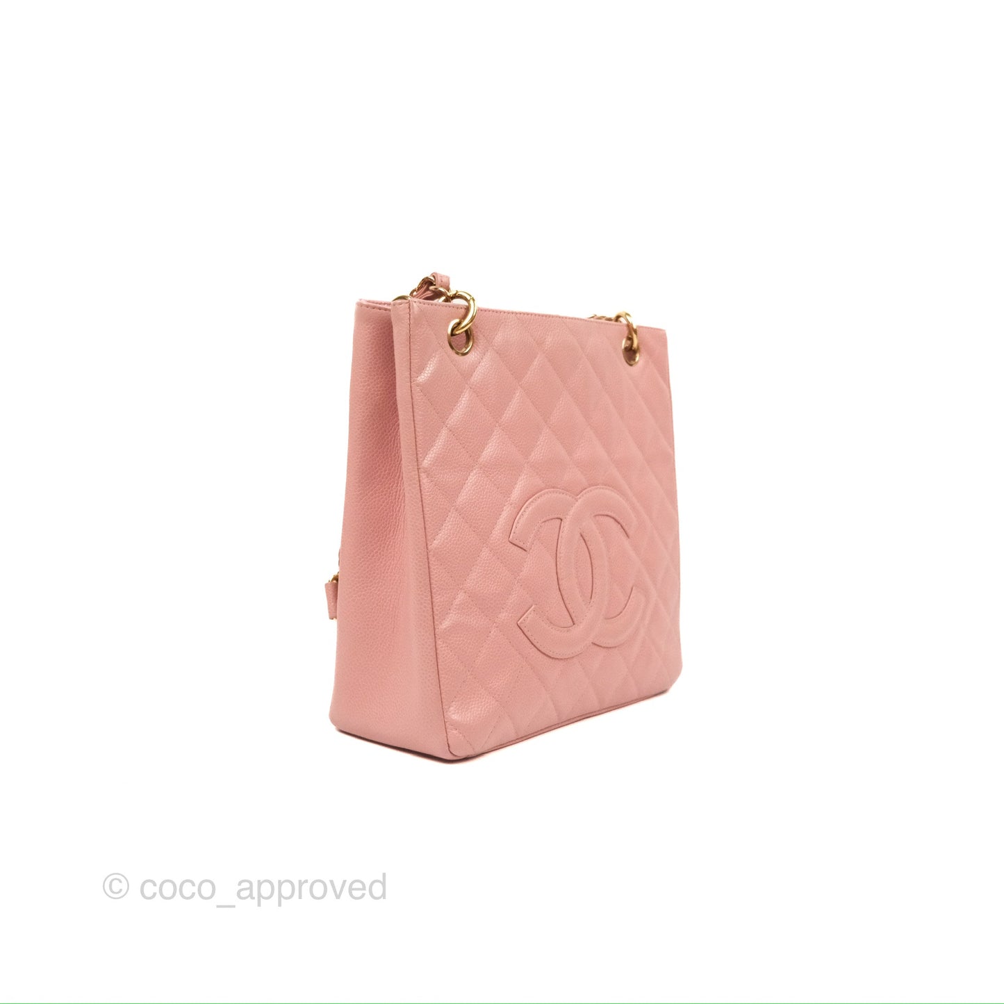 Chanel Quilted Petit Shopping Tote PST Sakura Pink Caviar Gold Hardware