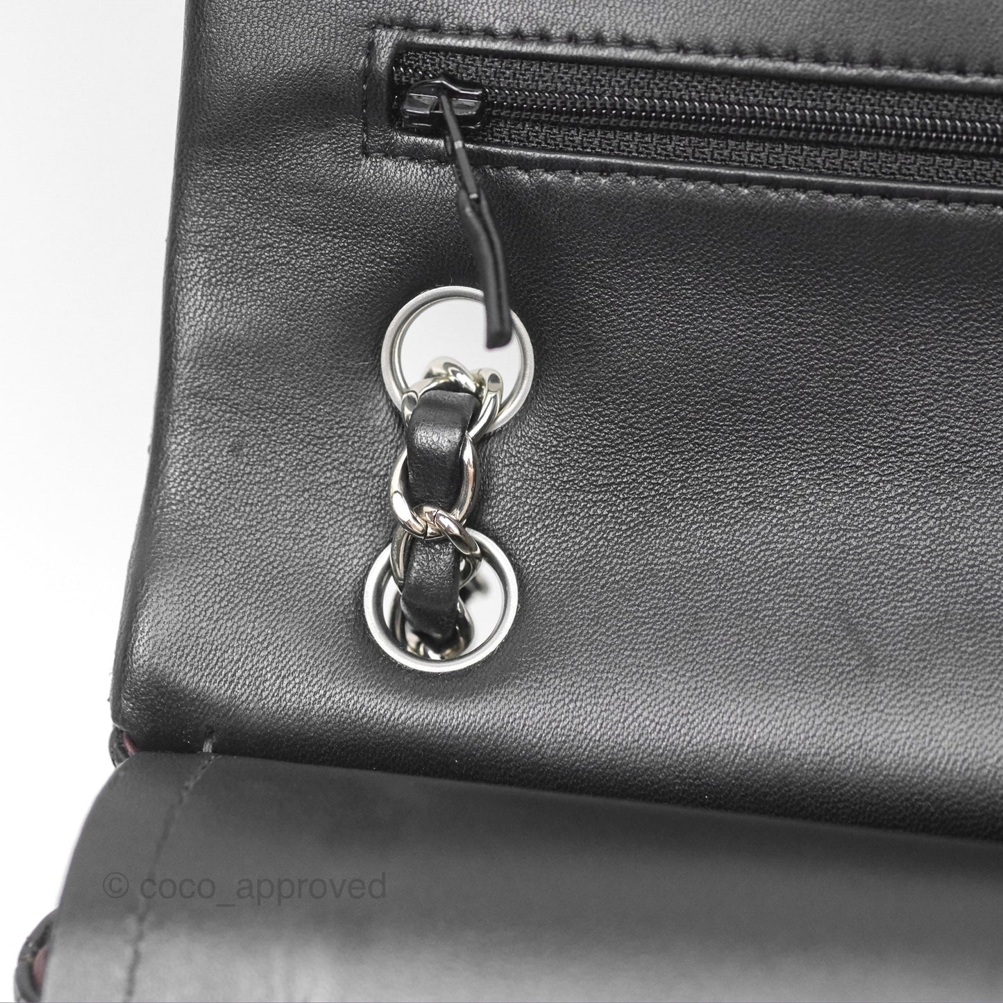 Chanel Classic M/L Medium Flap Quilted Black Lambskin Silver Hardware