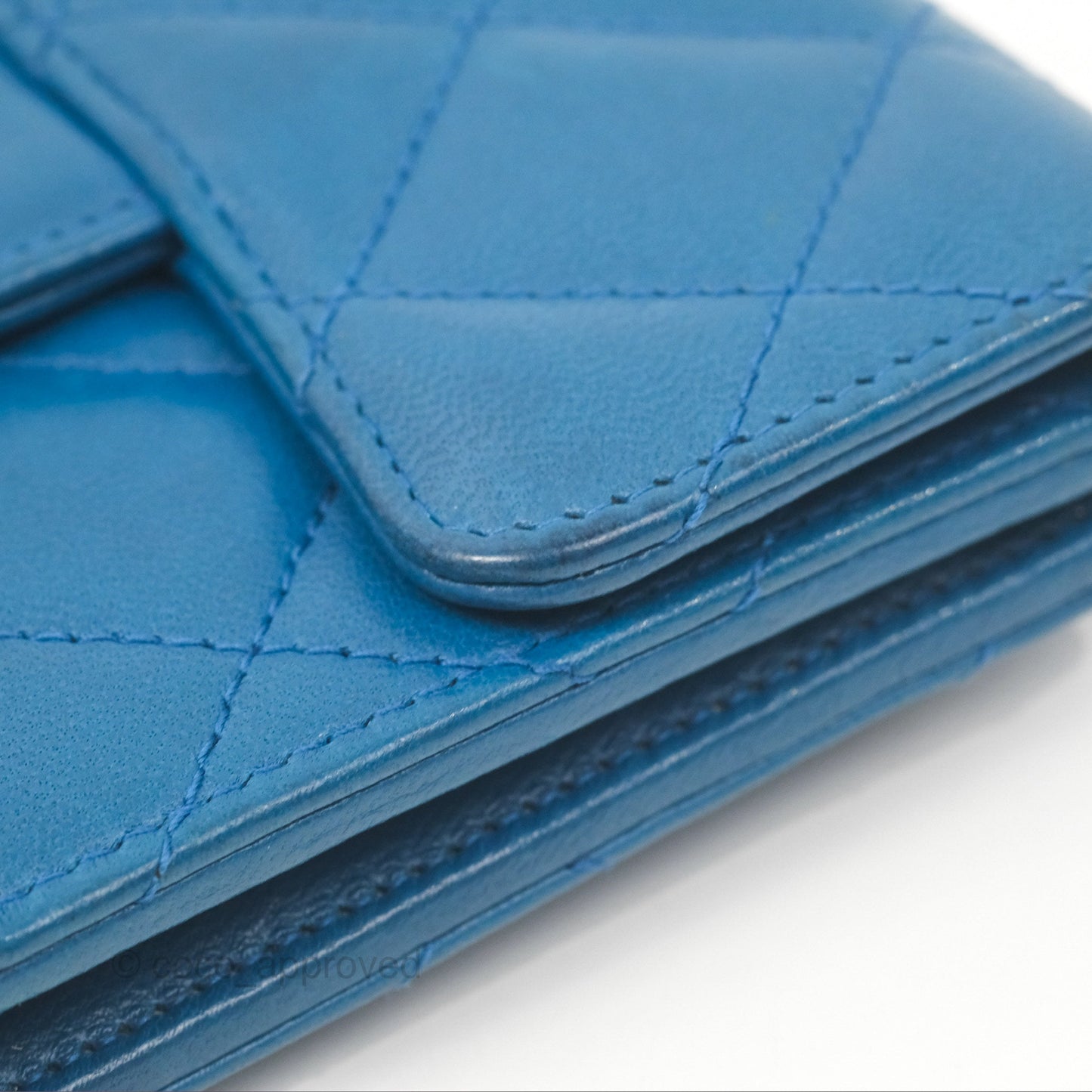Chanel Classic Short Flap Wallet Blue Lambskin Gold Hardware