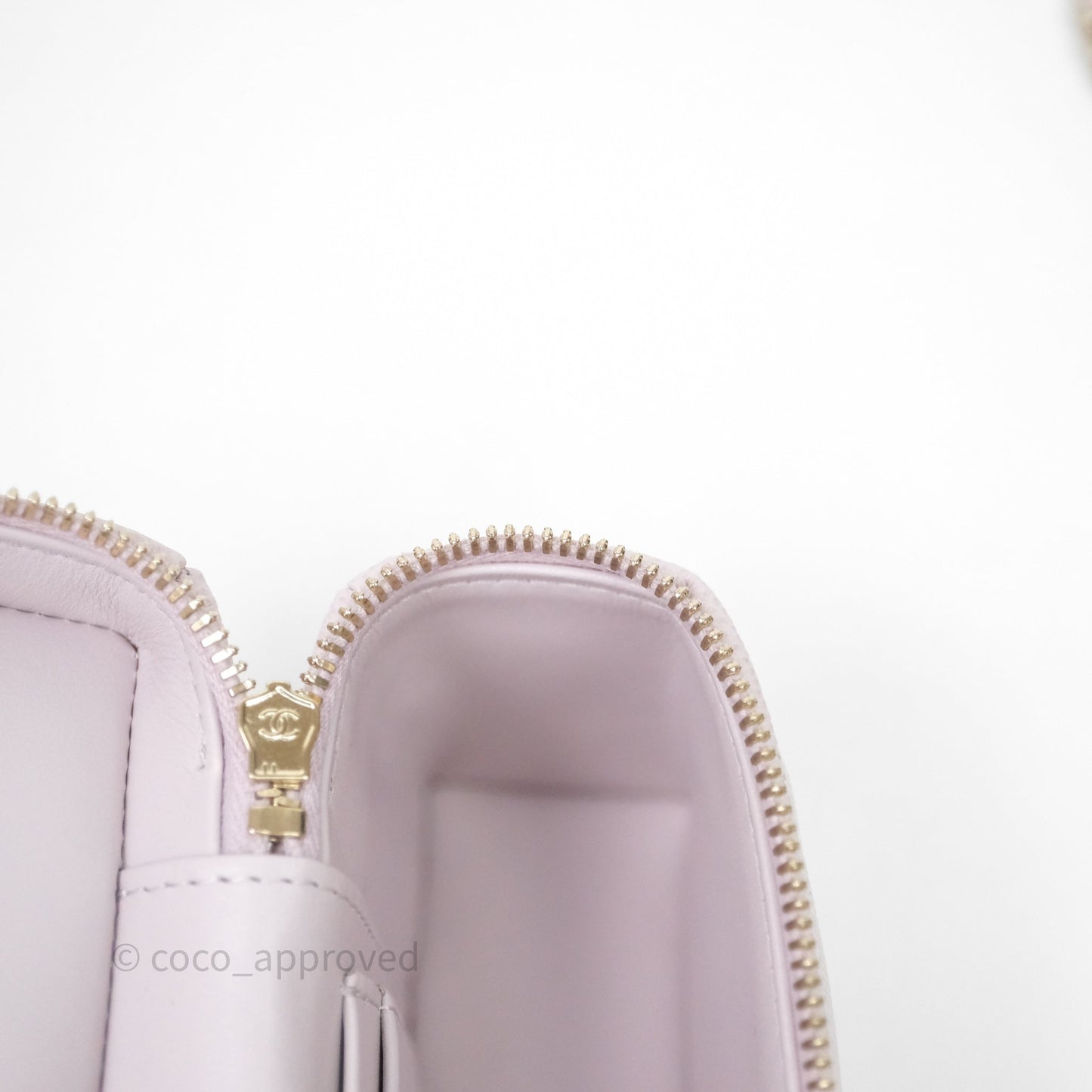 Chanel Top Handle Long Vanity with Chain Light Lilac Pink Caviar Gold Hardware