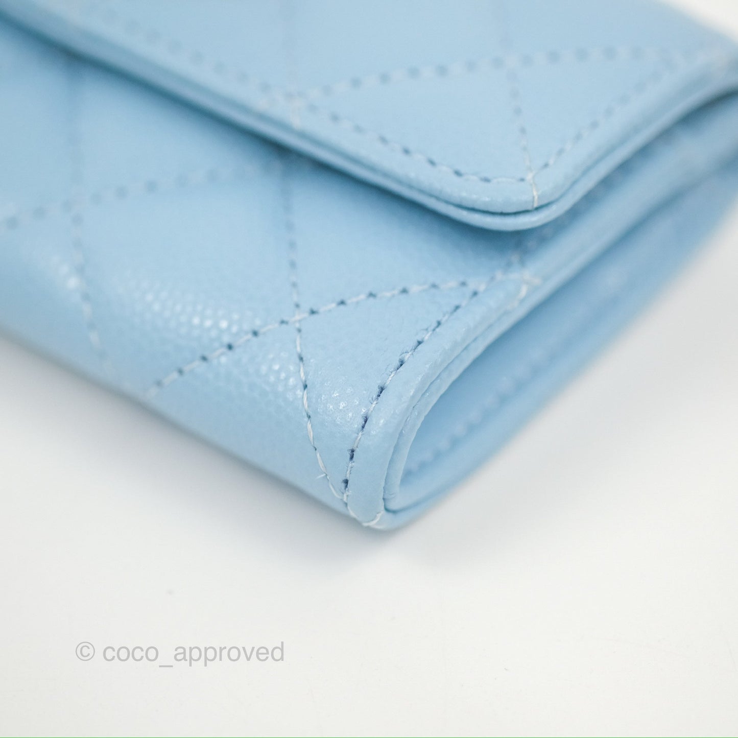 Chanel Crystal CC Quilted Flap Card Holder Blue Caviar