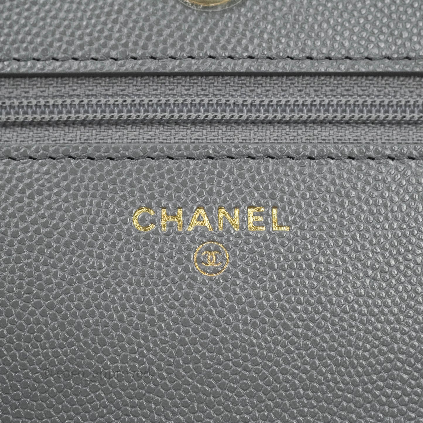 Chanel Wallet On Chain WOC Caviar Grey Gold Hardware