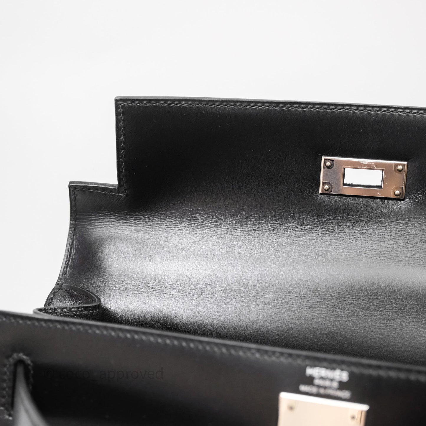 Hermès Kelly 28 Sellier Black Noir 89 Box Leather Palladium Hardware