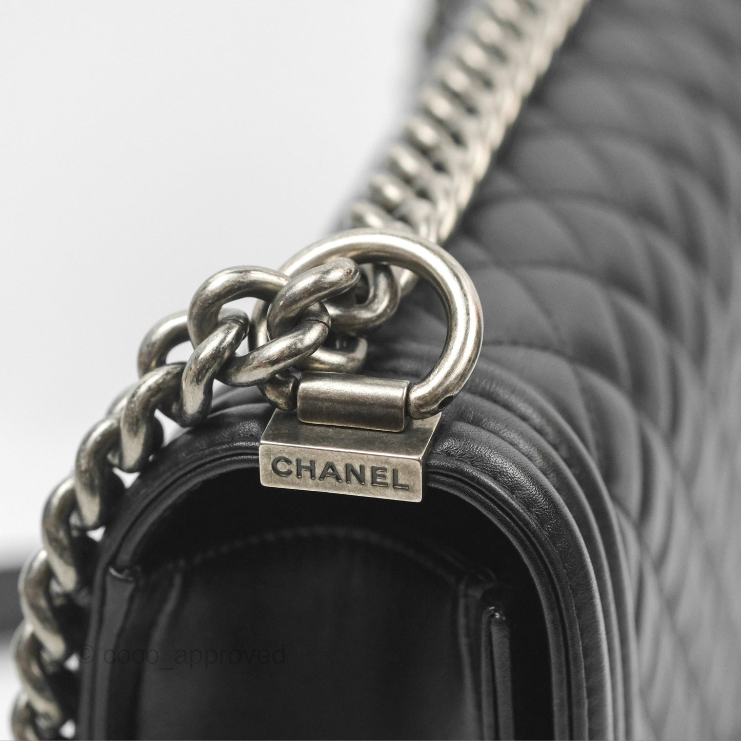 Chanel Quilted New Medium Boy Black Lambskin Ruthenium Hardware