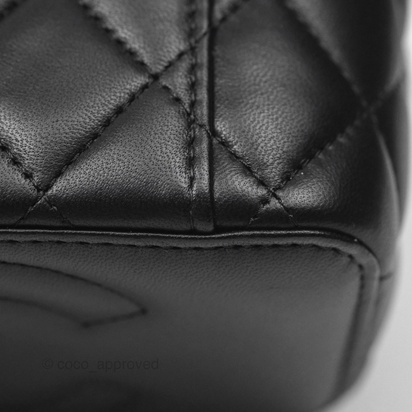 Chanel Quilted Vanity Rectangular with Camellia Adjustable Chain Black Lambskin 23S