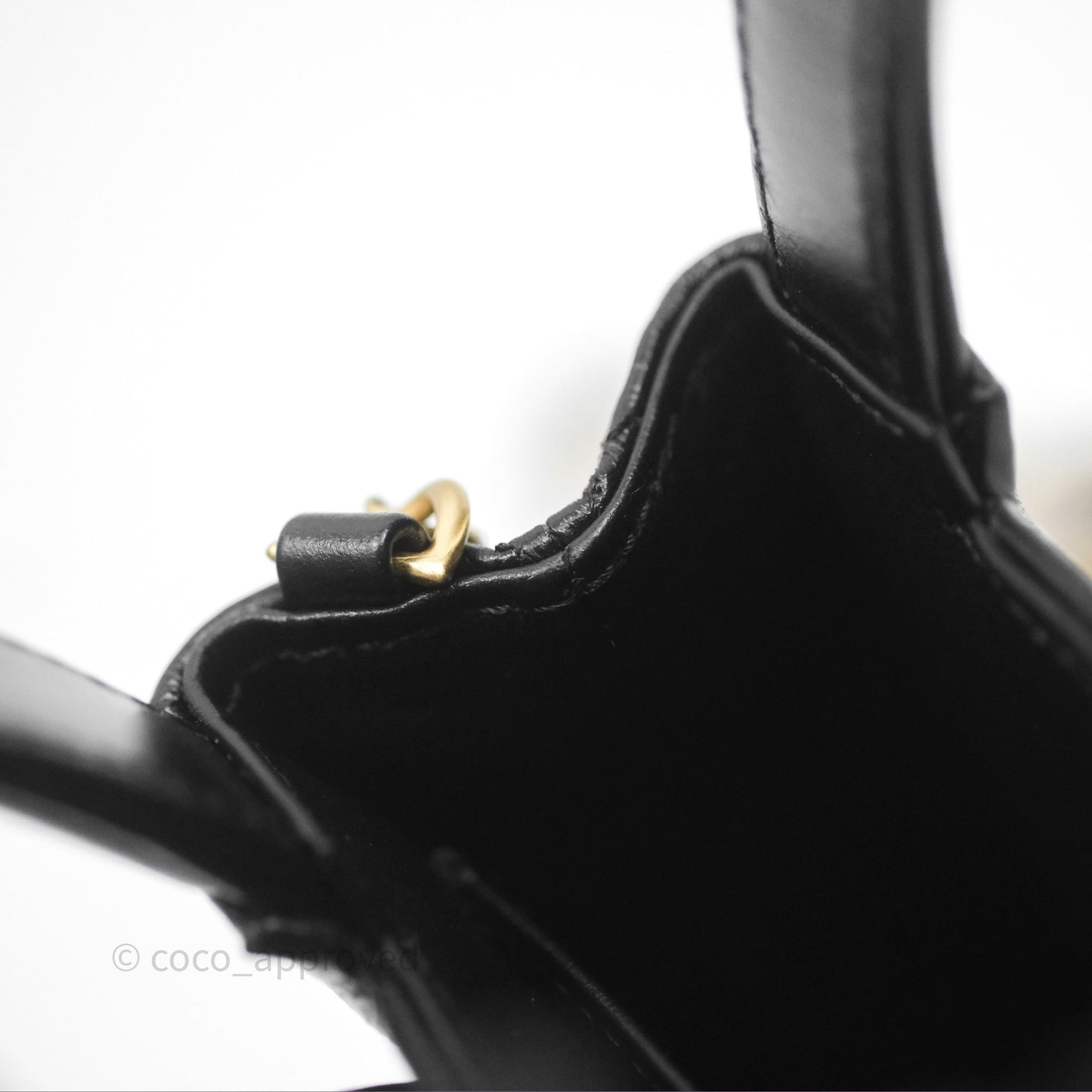 Chanel Mini Nano Kelly Bag Black Shiny Calfskin Aged Gold Hardware
