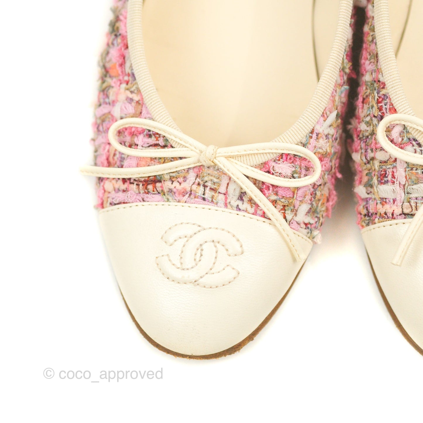 Chanel Ballerina Flats Pink/Ivory Tweed Size 38