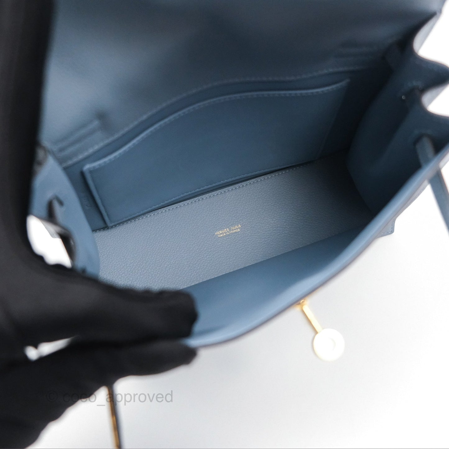 Hermès Kelly Danse II Bag Blue Lin J7 Evercolor Gold Hardware