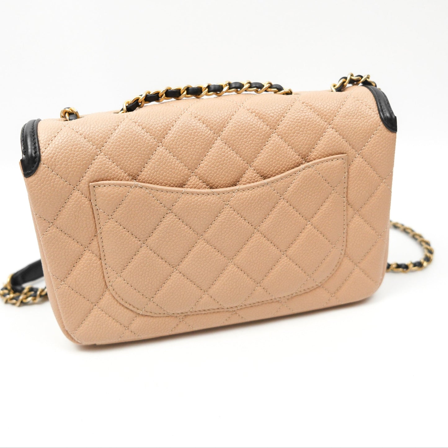Chanel Quilted Small CC Filigree Flap Beige Black Caviar