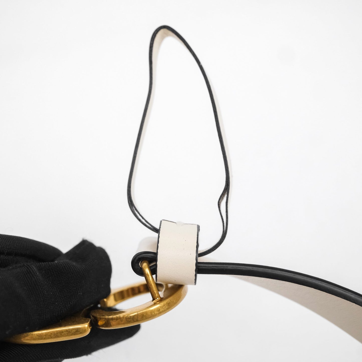 Christian Dior Saddle Belt Ivory White Calfskin Gold Hardware 20mm Size 70