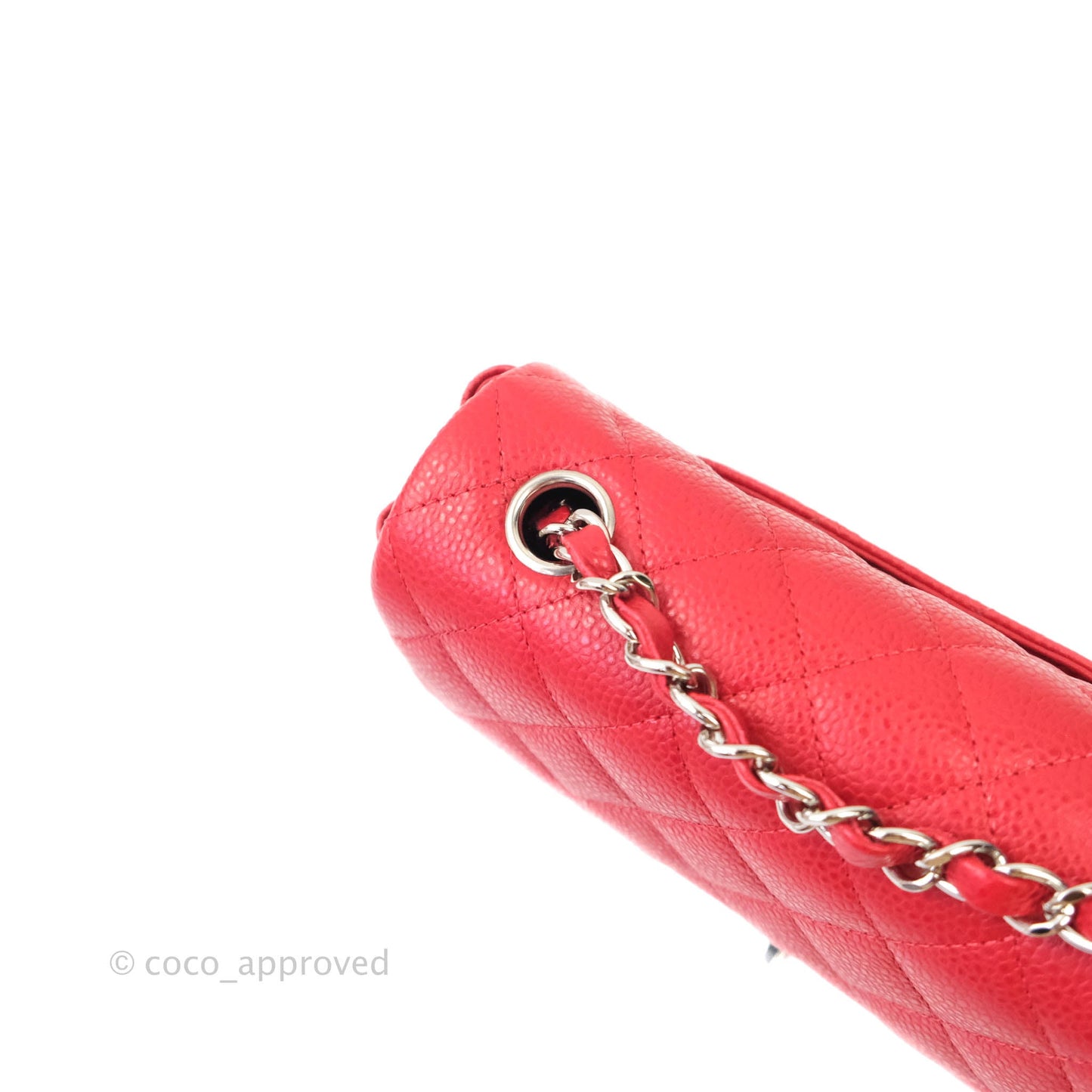 Chanel Classic Quilted Mini Rectangular Flap Red Caviar Silver Hardware