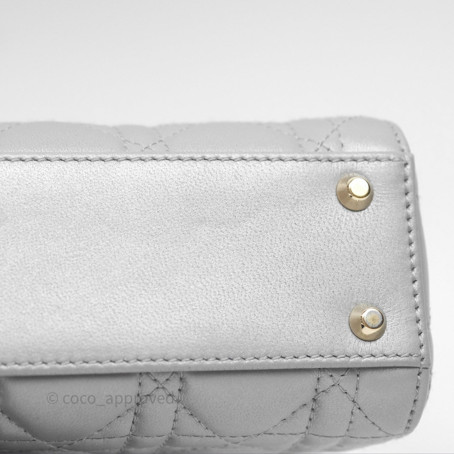 Christian Dior Mini Lady Dior Iridescent Grey Lambskin Cannage Gold Hardware