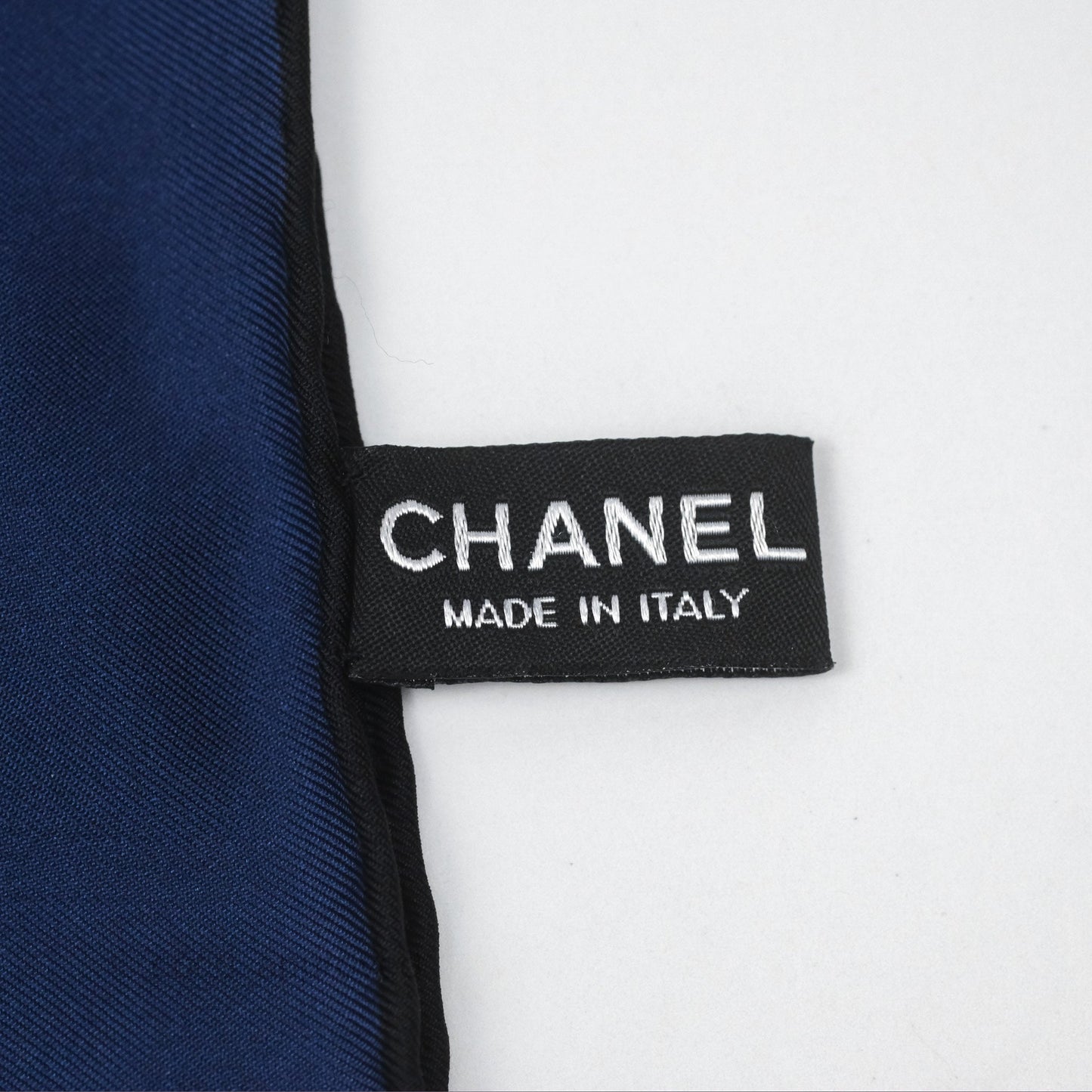Chanel Square Silk Scarf 90 Navy