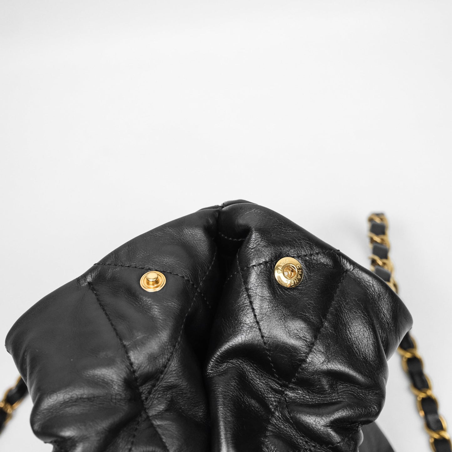 Chanel 22 Small Black Calfskin Aged Gold Hardware