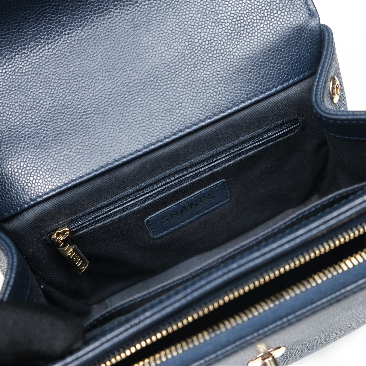 Chanel Quilted Small Business Affinity Flap Navy Caviar Gold Hardware