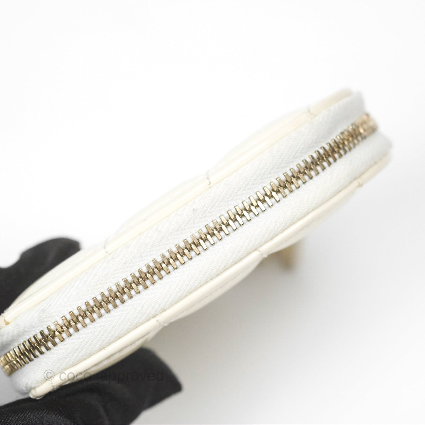 Chanel Heart Clutch with Chain with Coin Purse Black White Patent