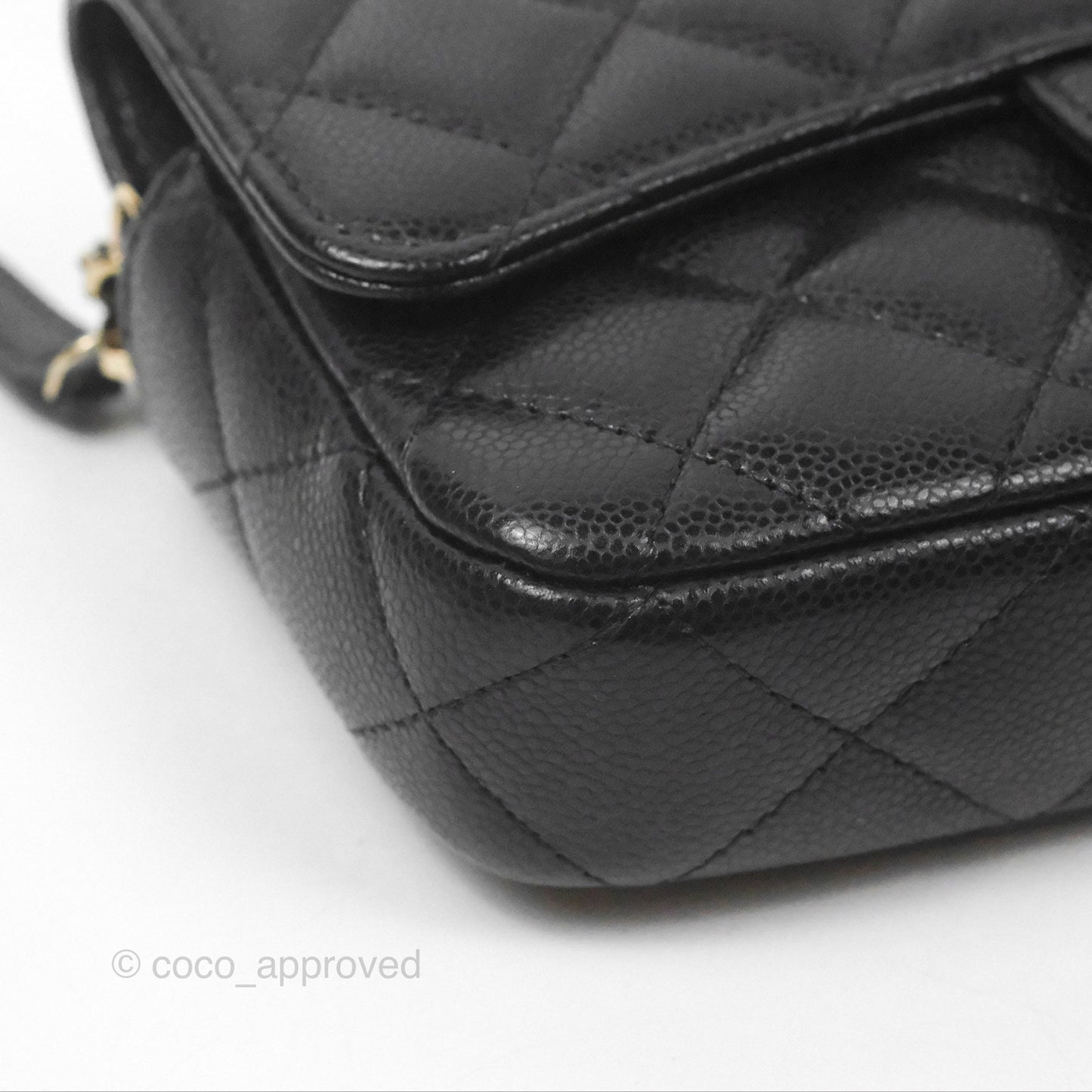 Chanel Classic Flap Phone Holder With Chain Black Caviar Gold Hardware 22A