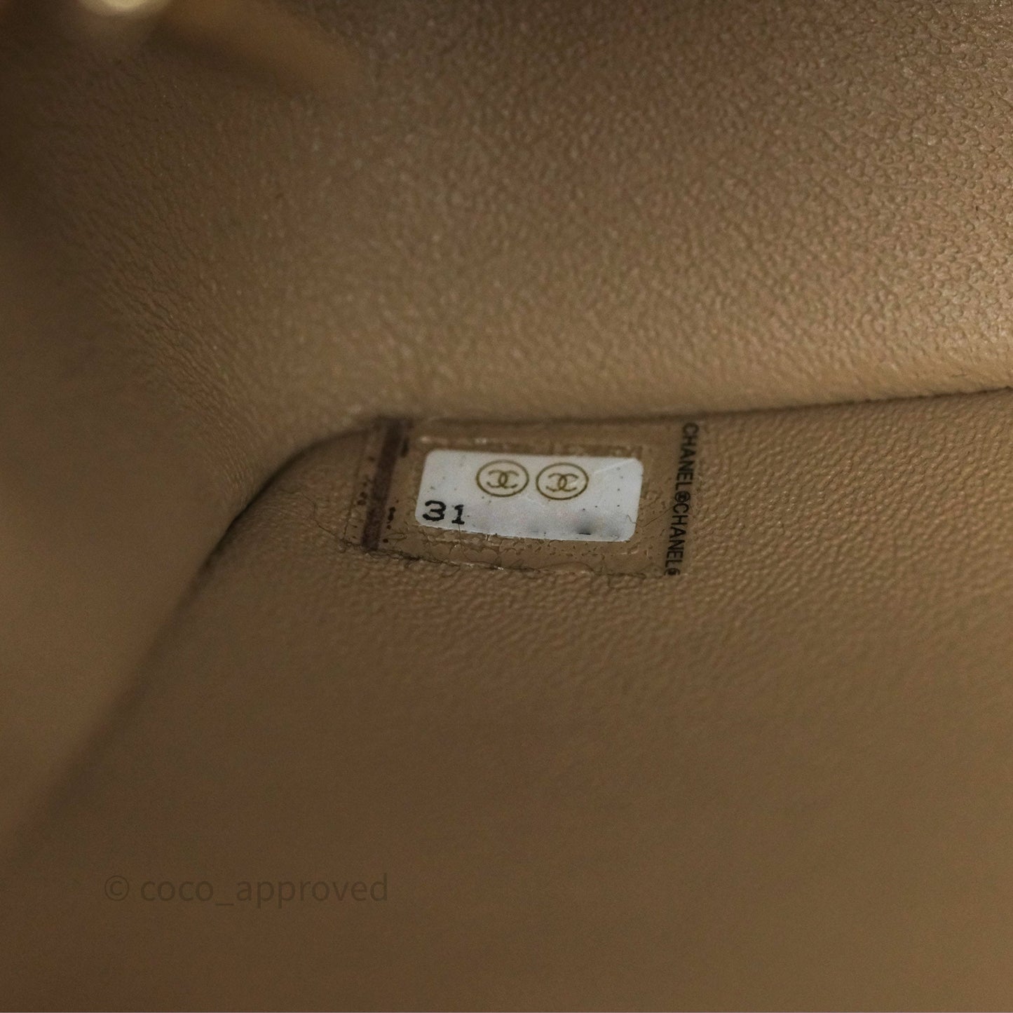 Chanel Quilted Mini Rectangular Flap Beige Lambskin Gold Hardware
