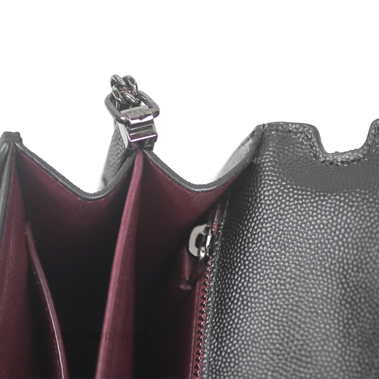 Saint Laurent Cassandra in Grain De Poudre Embossed Leather Black