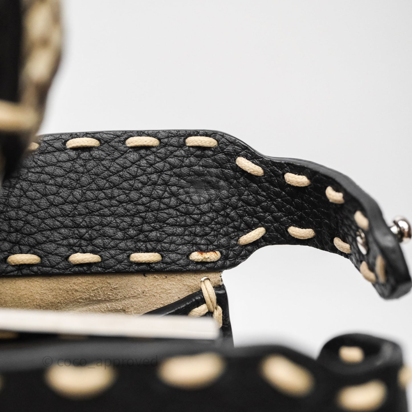 Fendi Peekaboo ISeeU Python Handle Handbag Black Calfskin Silver Hardware