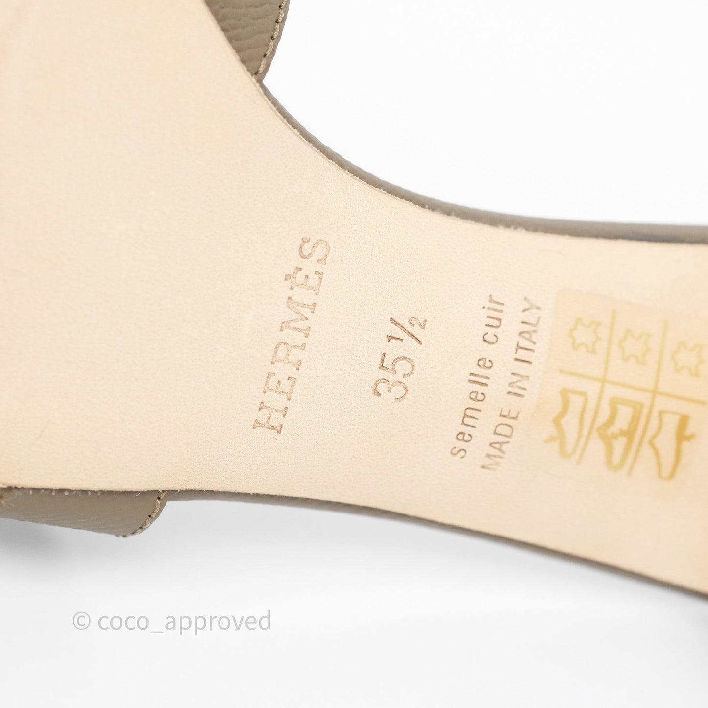 Hermès Oasis Sandals Etoupe 18 Epsom Size 35.5