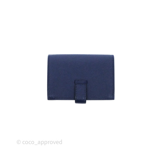 Hermes Bearn Card Holder Bleu Encre M3 Chevre Mysore Gold Hardware