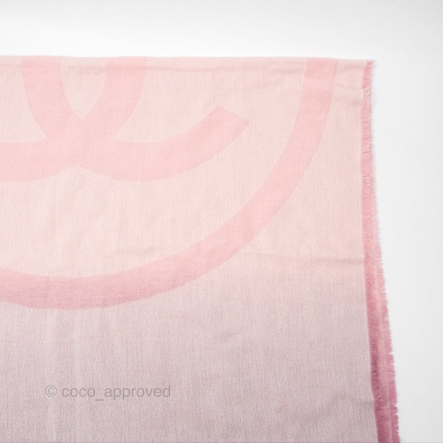 Chanel Logo CC Cashmere Fringe Scarf Pink