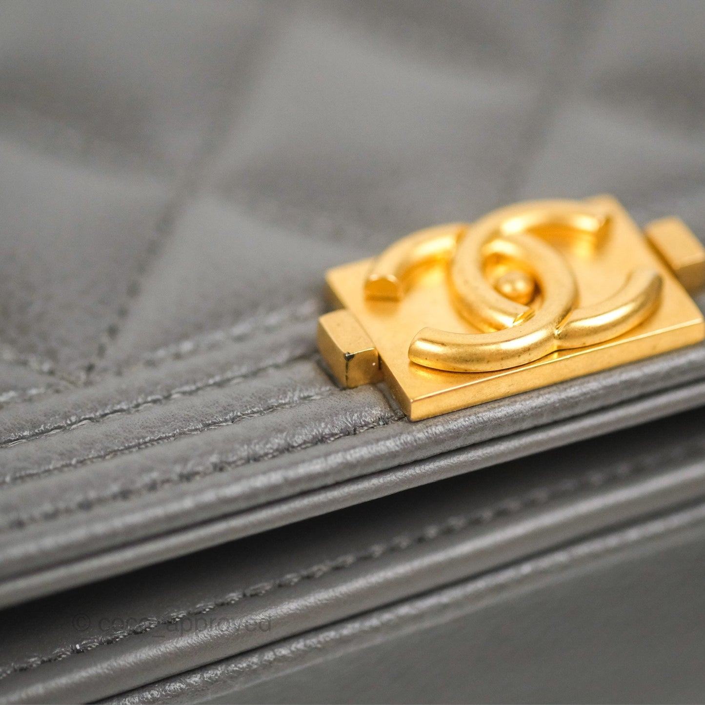 Chanel Quilted Boy Wallet on Chain WOC Dark Grey Caviar Gold Hardware