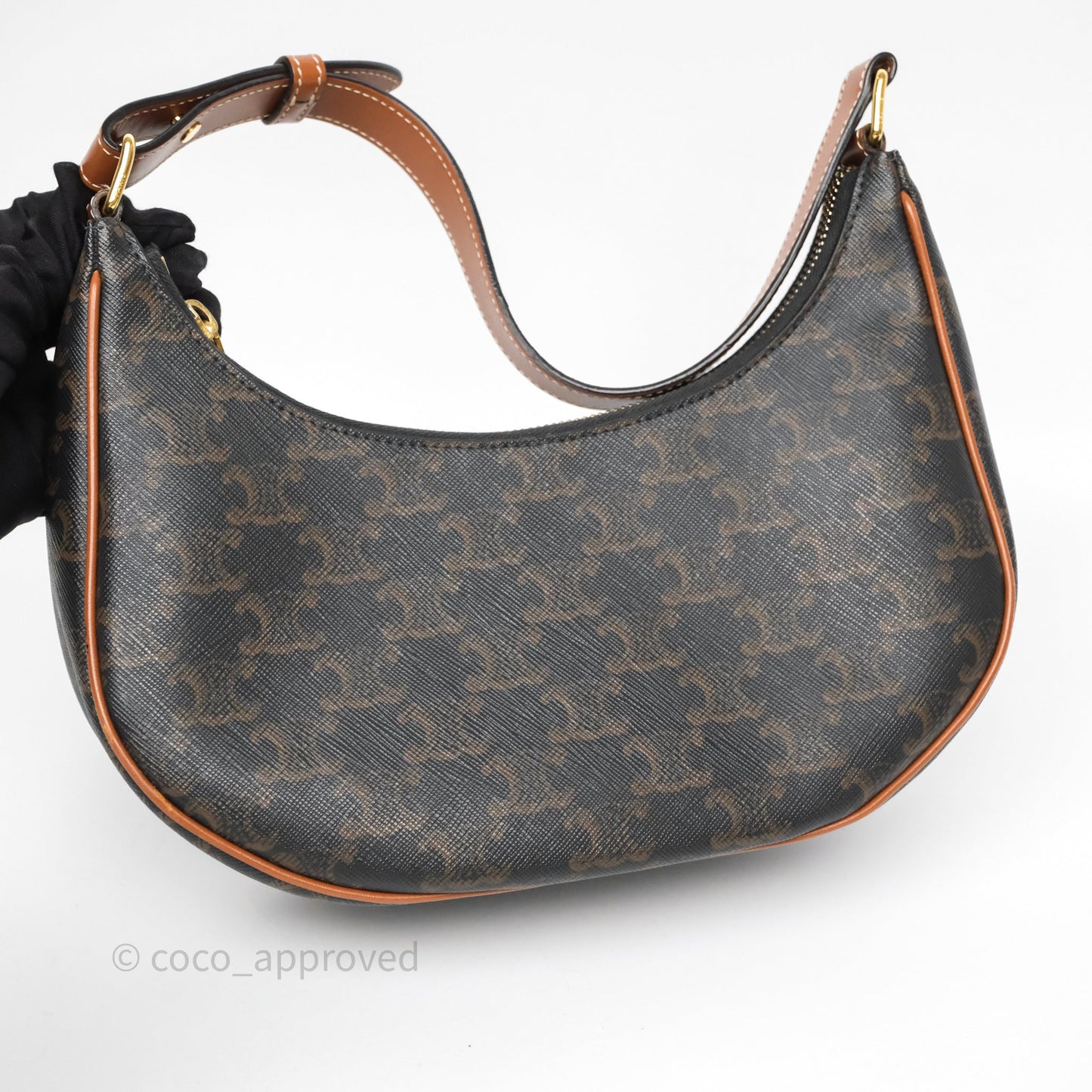 Celine Medium Ava Bag In Triomphe Canvas Calfskin Tan