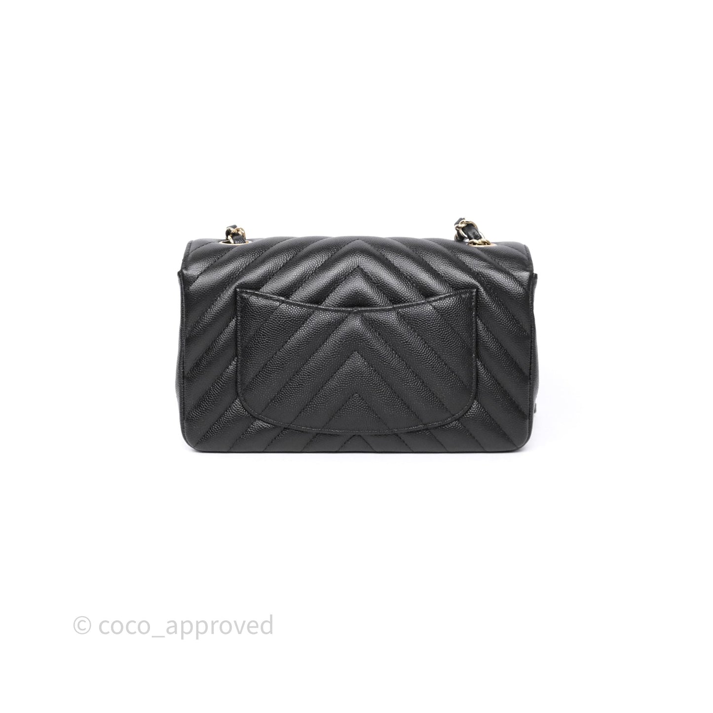 Chanel Mini Rectangular Chevron Black Caviar Gold Hardware