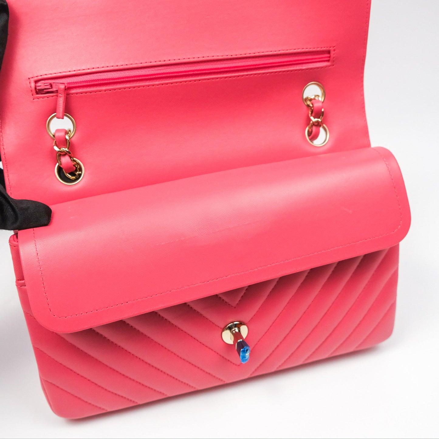 Chanel Medium Classic Flap Chevron Pink Lambskin Gold Hardware
