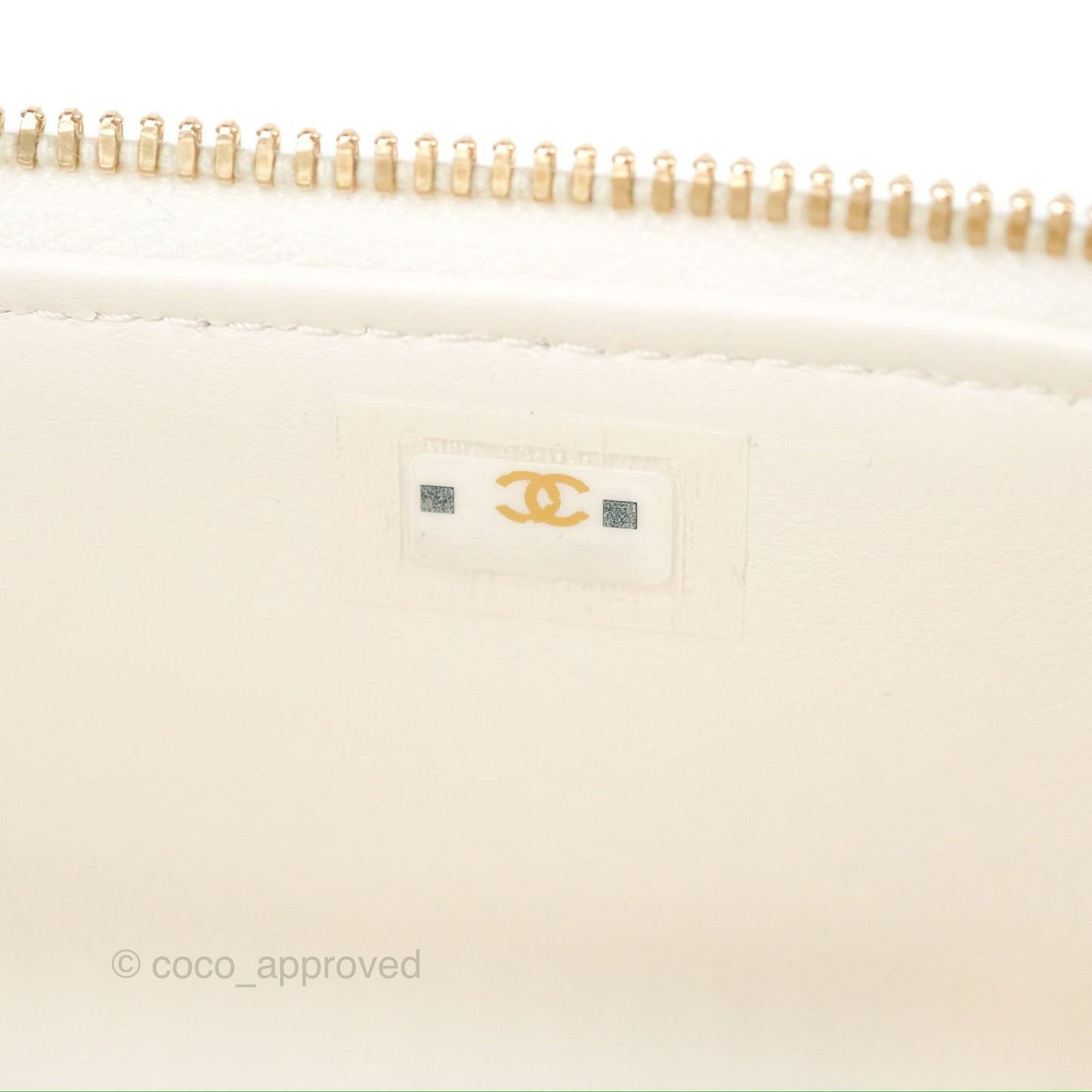 Chanel Classic Vanity Rectangular with Chain White Caviar Gold Hardware