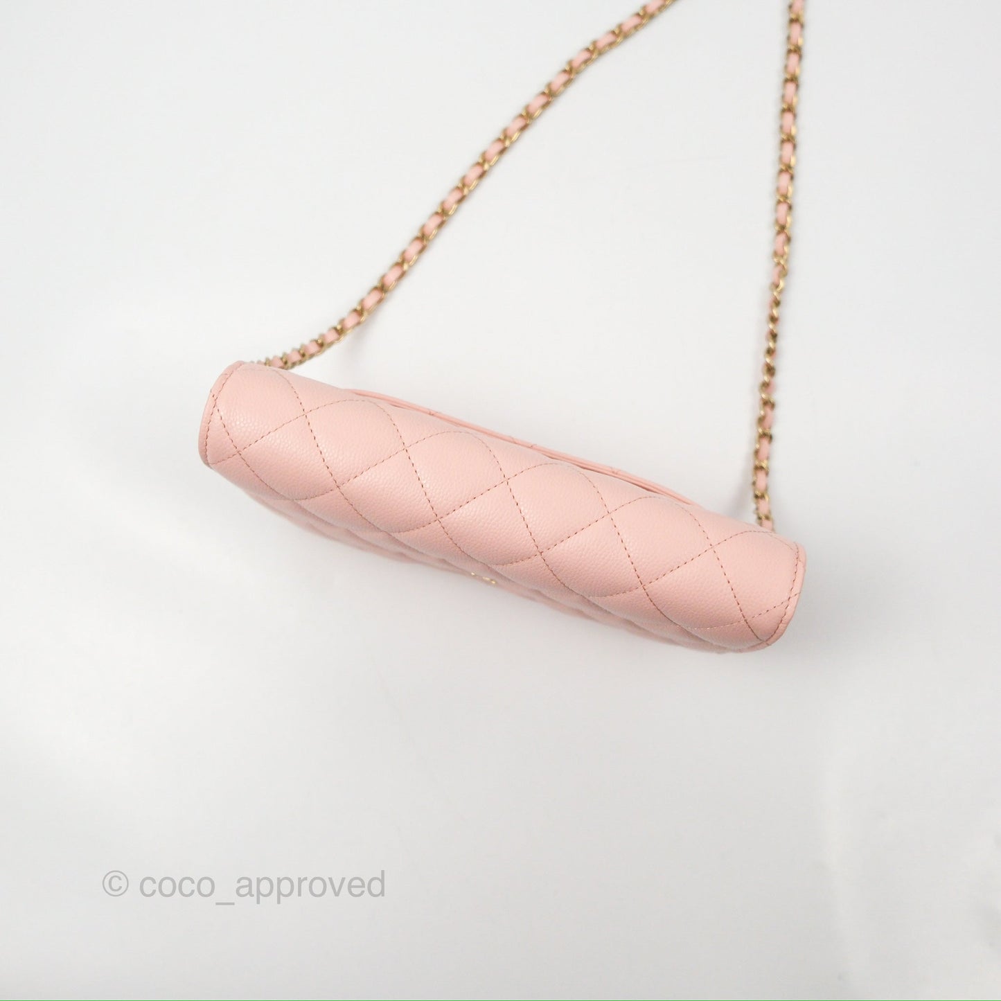 Chanel Quilted Classic Wallet on Chain WOC Light Pink Caviar Gold Hardware