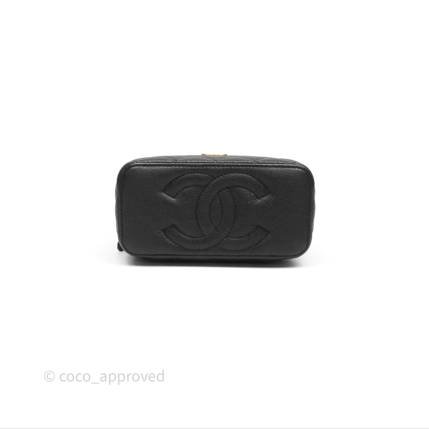 Chanel Vanity with Heart Adjustable Chain Black Caviar Aged Gold Hardware