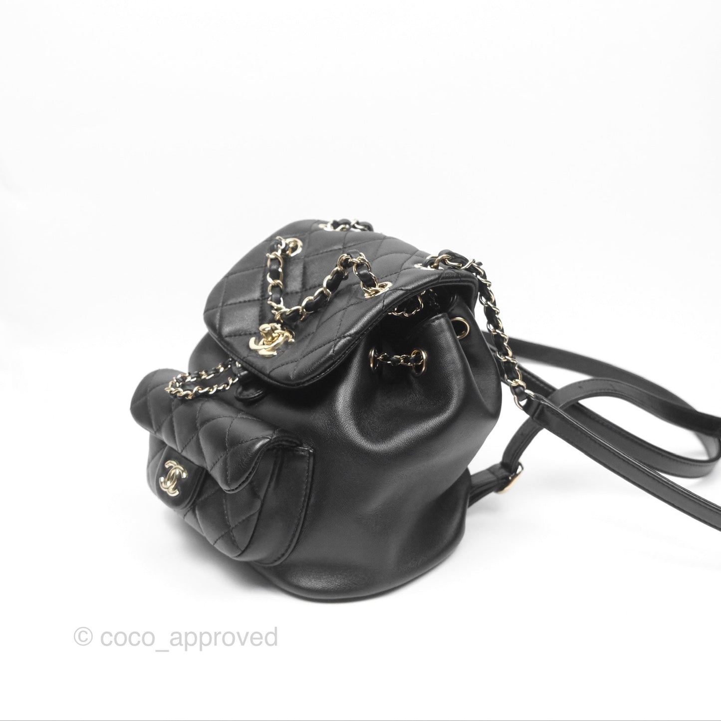 Chanel Quilted Small Duma Drawstring Backpack Black Lambskin