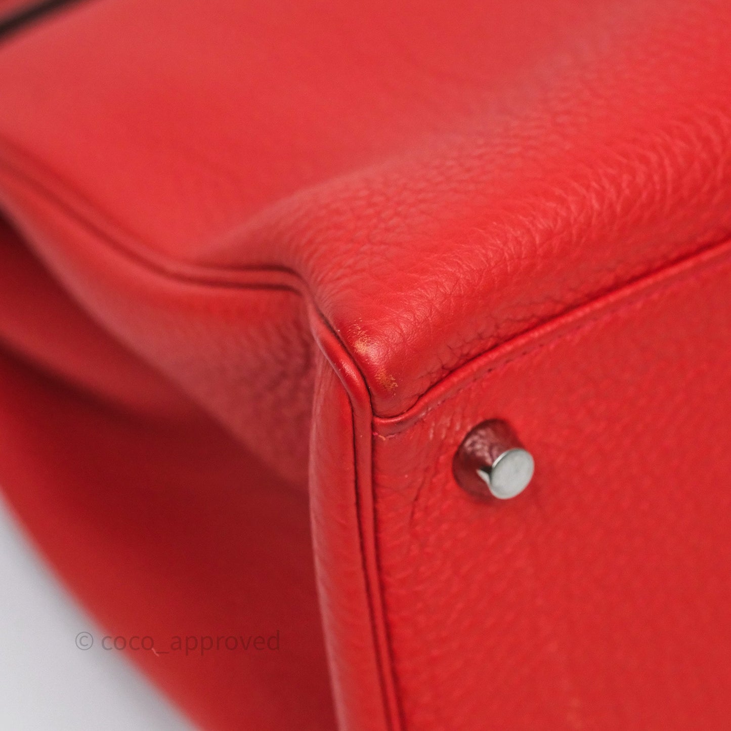 Hermès Kelly 35 Retourne Red Togo Palladium Hardware