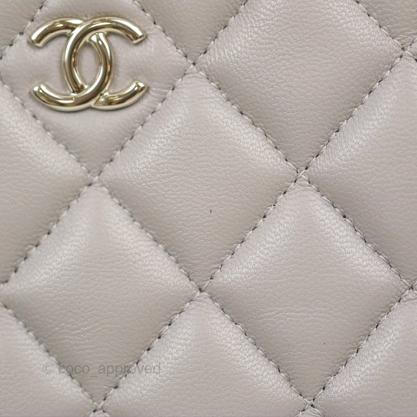 Chanel Quilted Small O Case Grey Lambskin Silver Hardware