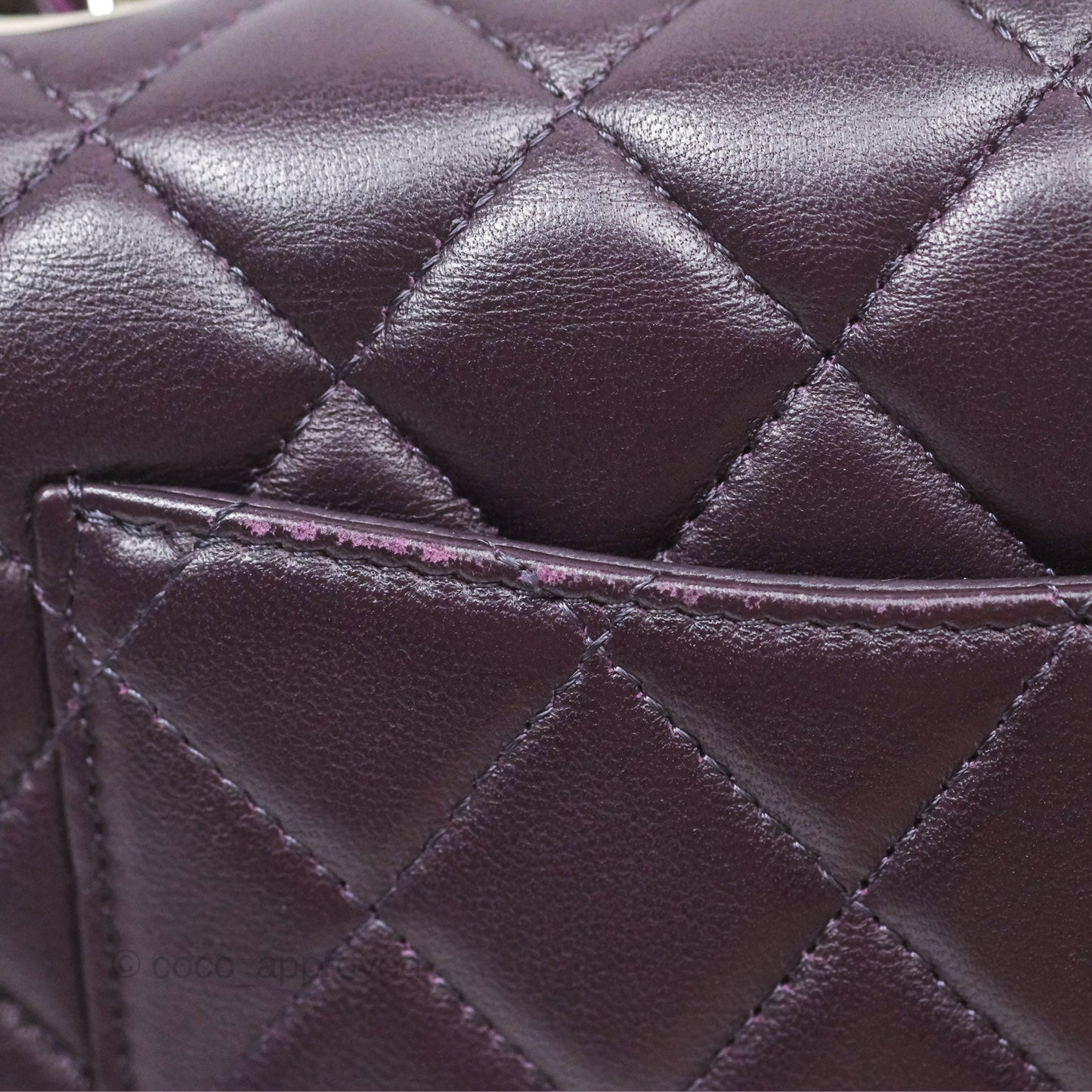 Chanel Mini Rectangular Quilted Dark Purple Lambskin Silver Hardware