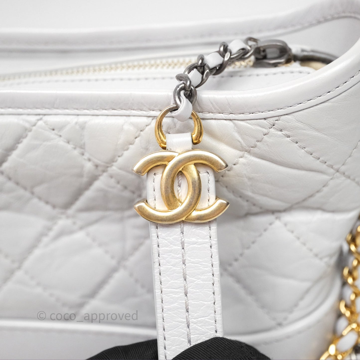 Chanel Small Gabrielle Hobo Quilted Grey Aged Calfskin