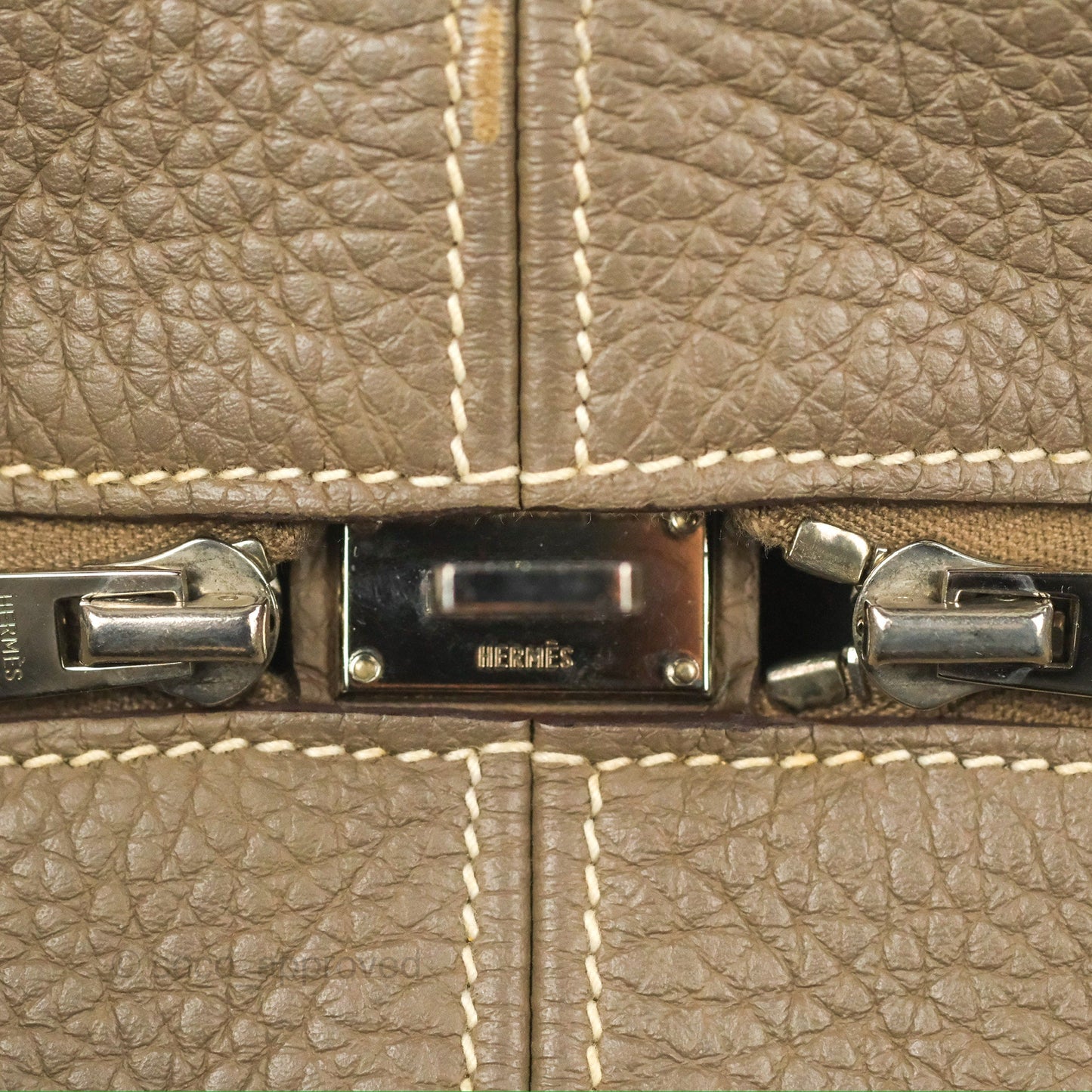 Hermes Victoria II 35 Bag Etoupe Clemence Palladium Hardware