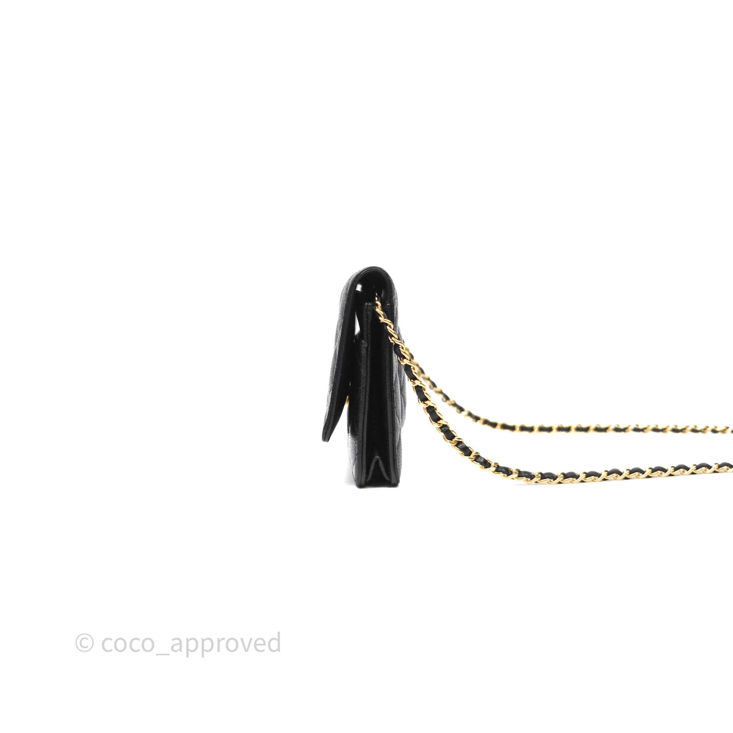 Chanel Classic Wallet On Chain WOC Quilted Black Caviar Gold Hardware