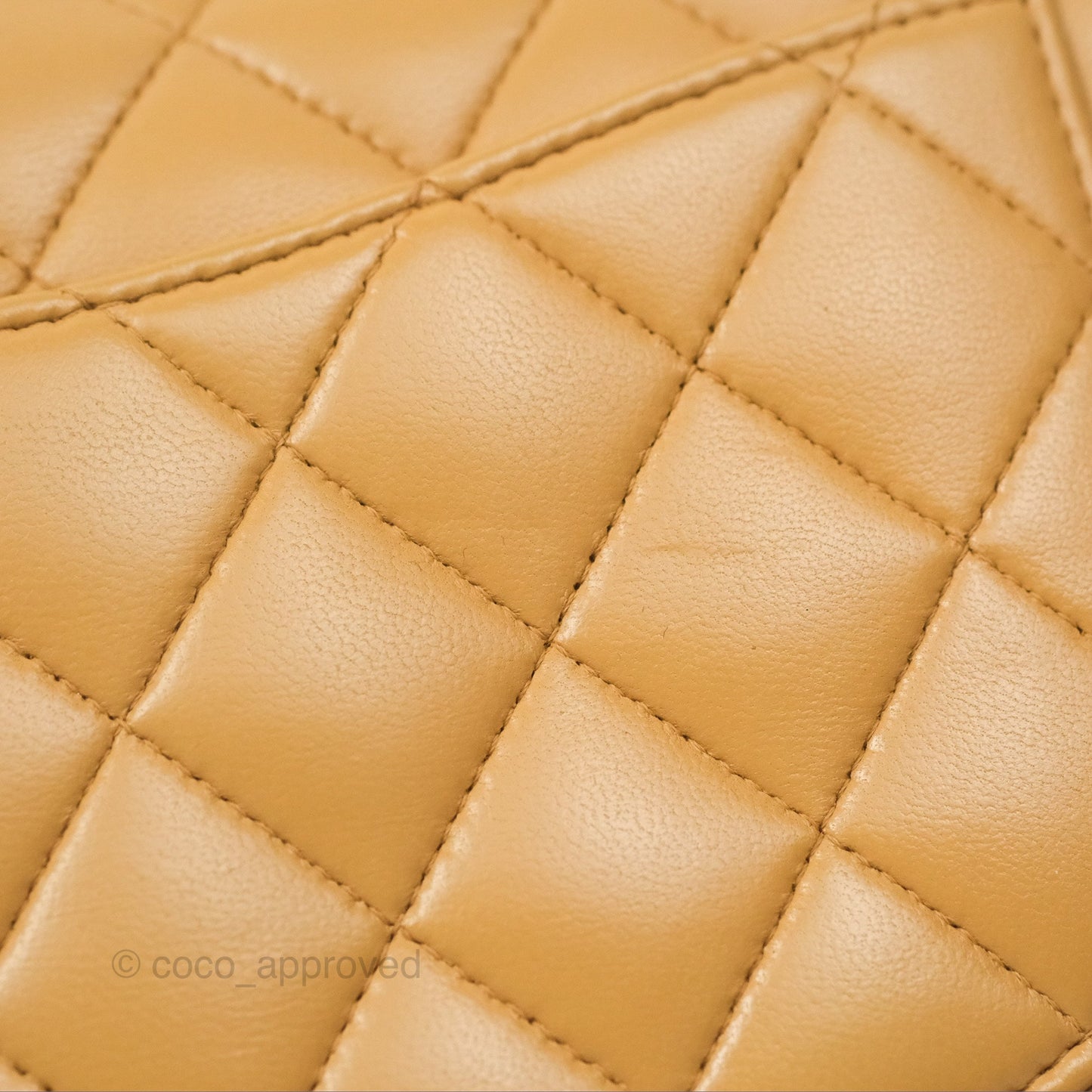 Chanel Vintage Small Classic Flap Beige Lambskin 24K Gold Hardware
